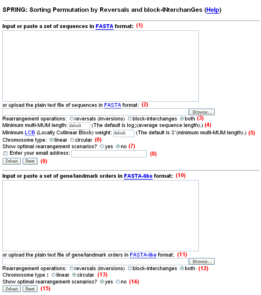 Web Interface of SPRING